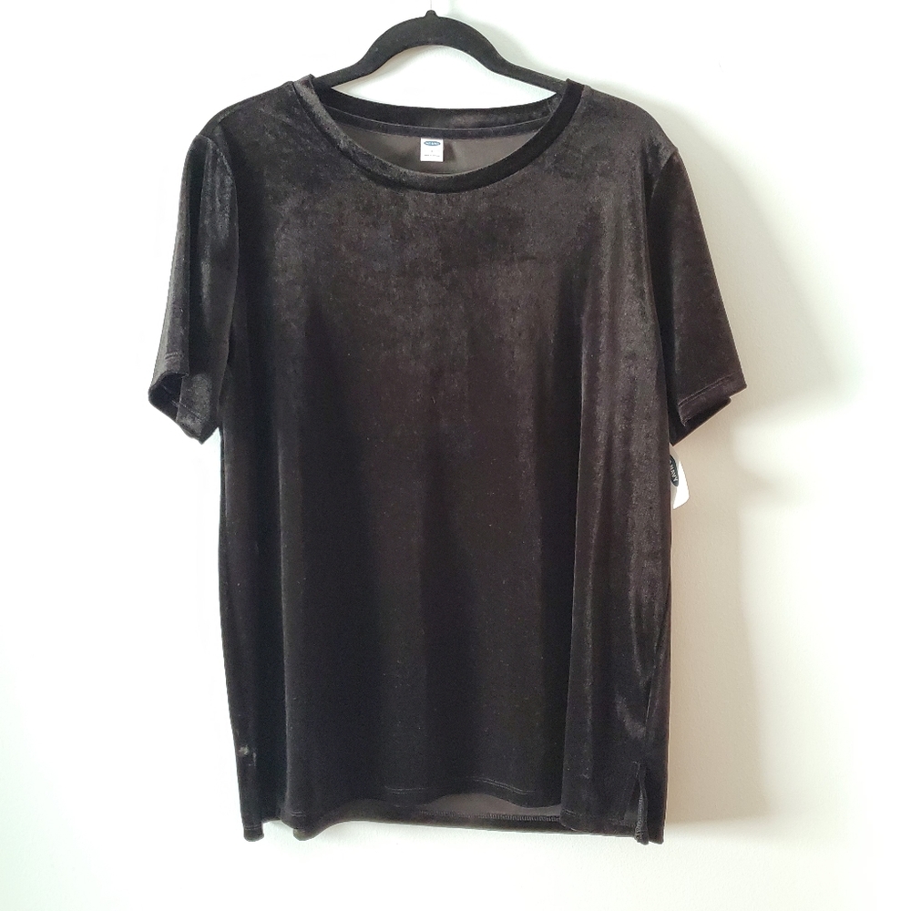 NWT Old Navy Black Velvet Short Sleeve